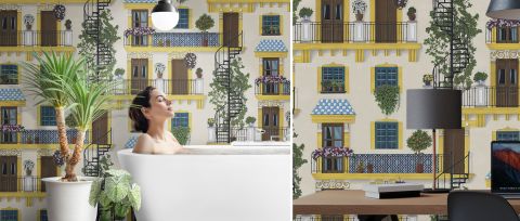 Peverly Daydream Architectural Wallpaper — desktop room preview 3