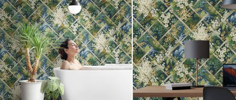 Peverly Echo Tropical Wallpaper — desktop room preview 3