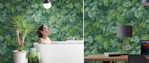 Peverly Enclave Tropical Wallpaper — desktop room preview 3