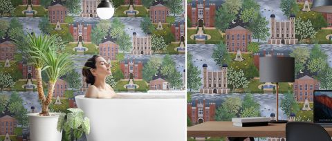 Peverly Gleam Architectural Wallpaper — desktop room preview 3
