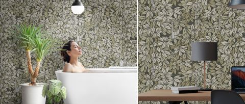 Peverly Serenade Botanical Wallpaper — desktop room preview 3
