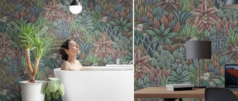 Peverly Tableau Tropical Wallpaper — desktop room preview 3
