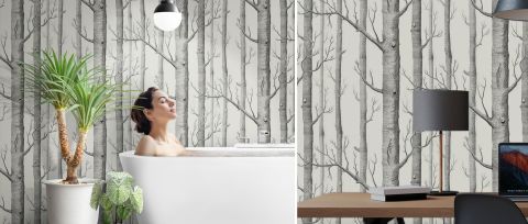 Peverly Verse Woodland Wallpaper — desktop room preview 3