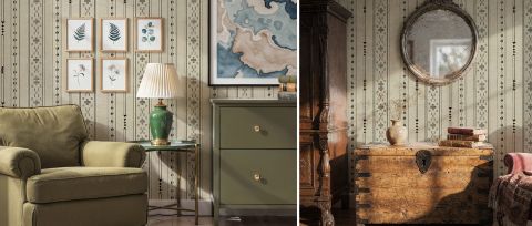 Quenora Chronicle Checks & Stripes Wallpaper — desktop room preview 3