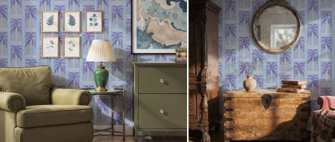 Quenora Enclave Tropical Wallpaper — desktop room preview 3