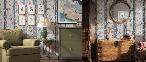 Quenora Gleam Botanical Wallpaper — desktop room preview 3