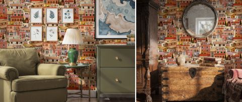 Quenora Prelude Mediterranean Wallpaper — Terracotta — desktop artwork view 3