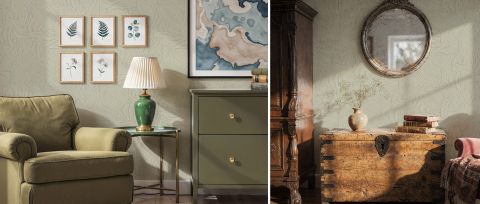 Quenora Tableau Botanical Wallpaper — desktop room preview 3