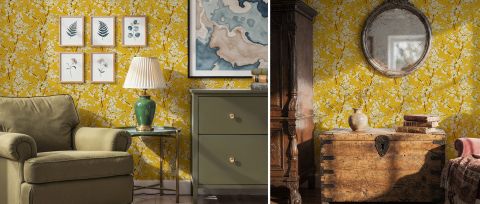 Quenora Vista Floral Wallpaper — desktop room preview 3