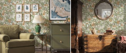 Roskell Gleam Floral Wallpaper — desktop room preview 3