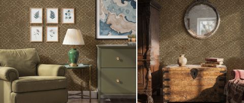 Roskell Rhapsody Geometric Wallpaper — desktop room preview 3