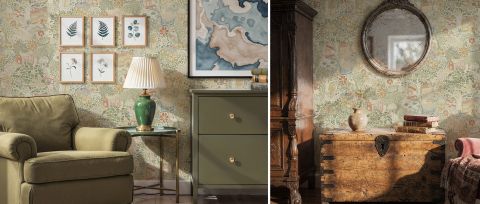 Roskell Serenade Floral Wallpaper — desktop room preview 3