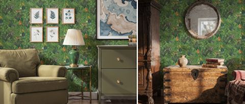 Roskell Tapestry Tropical Wallpaper — desktop room preview 3