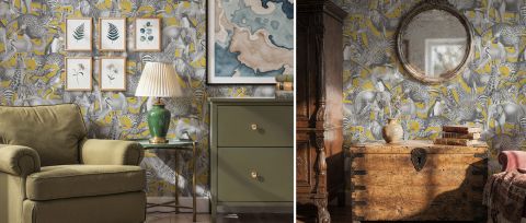Solenne Muse Tropical Wallpaper — desktop room preview 3