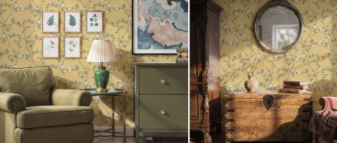 Solenne Passage Floral Wallpaper — desktop room preview 3