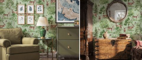 Solenne Rhapsody Woodland Wallpaper — desktop room preview 3