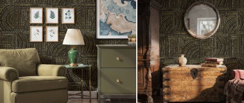 Solenne Verse Geometric Wallpaper — desktop room preview 3
