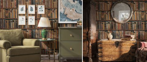 Solenne Whim Bookshelf Wallpaper — desktop room preview 3