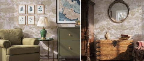 Thistlemere Passage Tropical Wallpaper — desktop room preview 3