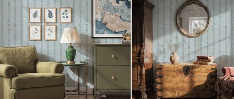 Thistlemere Reverie Checks & Stripes Wallpaper — Powder Blue — desktop artwork view 3