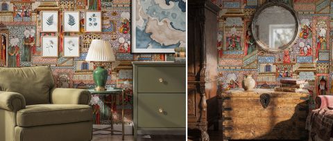 Umbervale Chronicle Architectural Wallpaper — desktop room preview 3