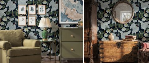 Umbervale Serenade Bird Wallpaper — desktop room preview 3