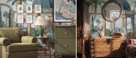 Umbervale Whim Architectural Wallpaper — desktop room preview 3