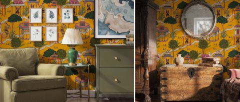 Virelle Haven Architectural Wallpaper — desktop room preview 3