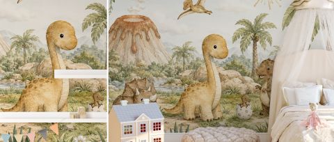 Virelle Muse Dinosaur Wallpaper — desktop room preview 3