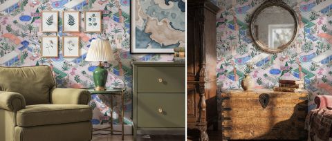 Virelle Passage Tropical Wallpaper — desktop room preview 3