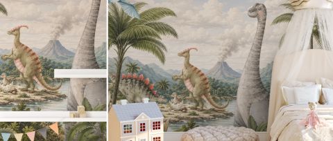 Virelle Verse Dinosaur Wallpaper — desktop room preview 3