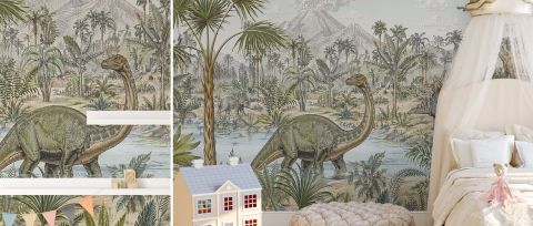Wrenley Cadence Dinosaur Wallpaper — desktop room preview 3