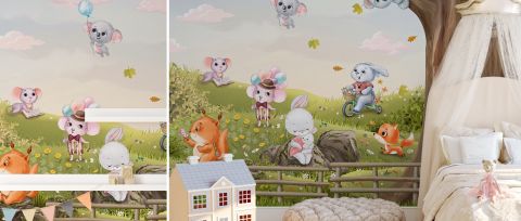 Wrenley Drift Woodland Nursery Wallpaper — desktop room preview 3