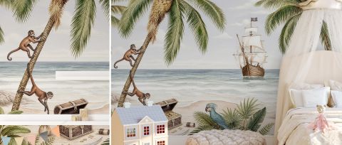 Wrenley Echo Ocean Kids Wallpaper — desktop room preview 3