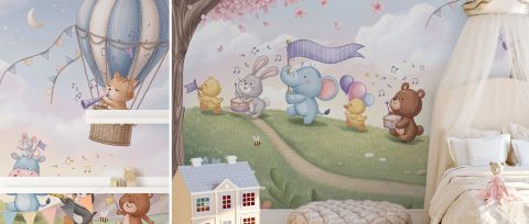 Wrenley Gleam Woodland Nursery Wallpaper — desktop room preview 3