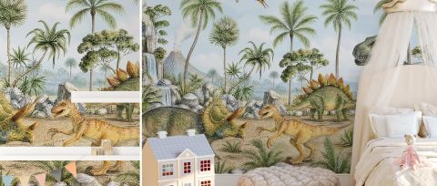 Wrenley Haven Dinosaur Wallpaper — desktop room preview 3