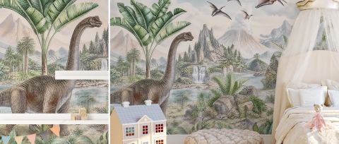 Wrenley Passage Dinosaur Wallpaper — desktop room preview 3