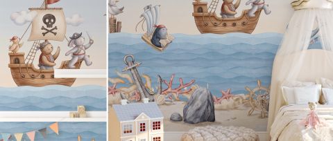 Wrenley Tableau Ocean Kids Wallpaper — desktop room preview 3