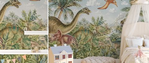 Wrenley Vista Dinosaur Wallpaper — desktop room preview 3