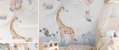 Yarrowmere Cadence Safari Nursery Wallpaper — desktop room preview 3