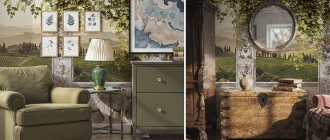 Yarrowmere Chronicle Architectural Wallpaper — desktop room preview 3