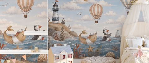Yarrowmere Haven Ocean Kids Wallpaper — desktop room preview 3