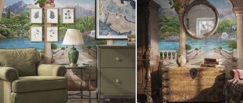 Yarrowmere Tableau Architectural Wallpaper — desktop room preview 3