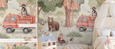 Yarrowmere Whim Woodland Nursery Wallpaper — desktop room preview 3