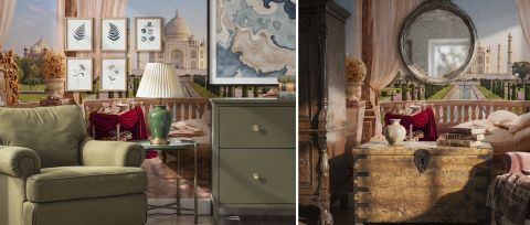Zephora Chronicle Architectural Wallpaper — desktop room preview 3