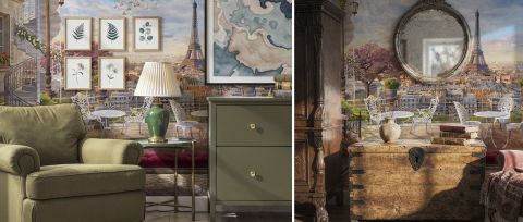 Zephora Daydream Architectural Wallpaper — desktop room preview 3
