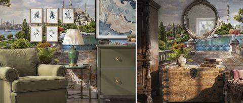 Zephora Enclave Architectural Wallpaper — desktop room preview 3
