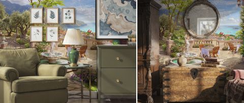 Zephora Keepsake Architectural Wallpaper — desktop room preview 3