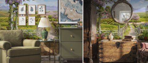 Zephora Passage Architectural Wallpaper — desktop room preview 3