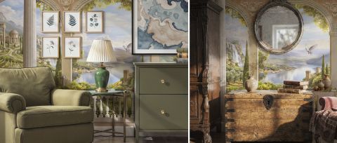 Zephora Reverie Architectural Wallpaper — desktop room preview 3